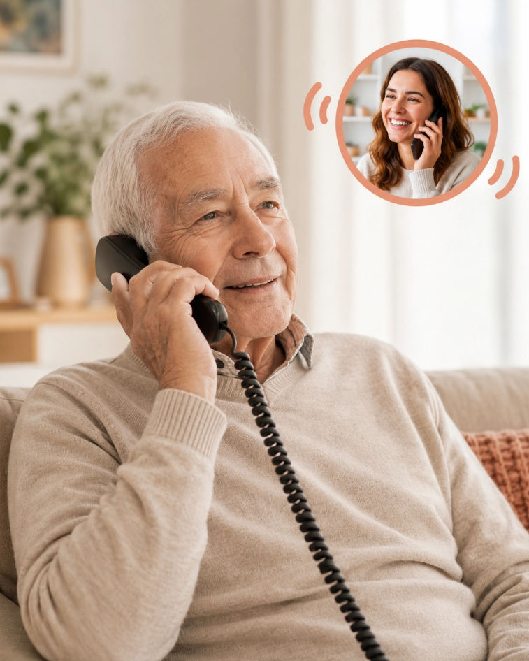 Téléphone Amical – Compagnon IA apaisant pour personnes âgées