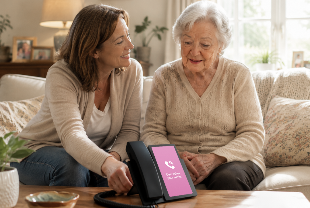 Téléphone Amical – Compagnon IA apaisant pour personnes âgées